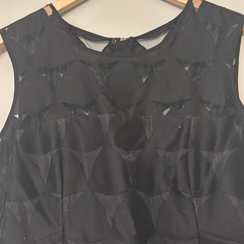 Milly Of New York Black Geometric Overlay Mini Shift Dress 10 Classic - Picture 2 of 12